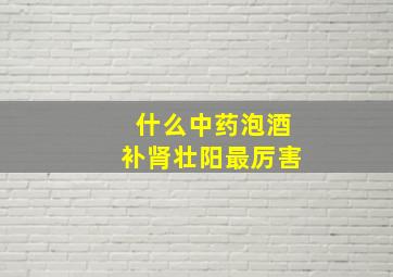 什么中药泡酒补肾壮阳最厉害