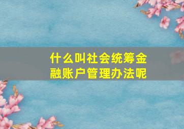 什么叫社会统筹金融账户管理办法呢