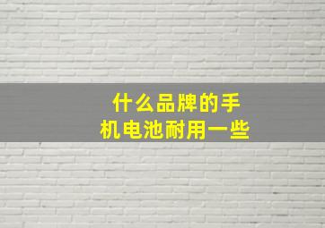 什么品牌的手机电池耐用一些