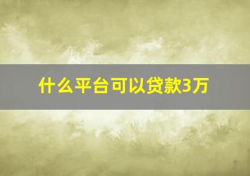 什么平台可以贷款3万