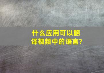 什么应用可以翻译视频中的语言?