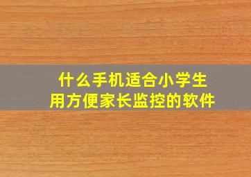 什么手机适合小学生用方便家长监控的软件