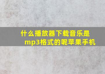 什么播放器下载音乐是mp3格式的呢苹果手机