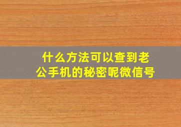 什么方法可以查到老公手机的秘密呢微信号