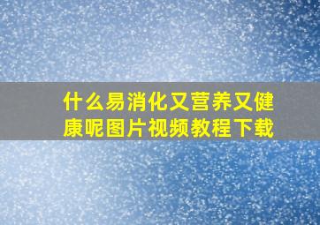 什么易消化又营养又健康呢图片视频教程下载