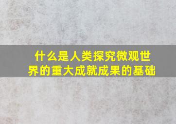 什么是人类探究微观世界的重大成就成果的基础