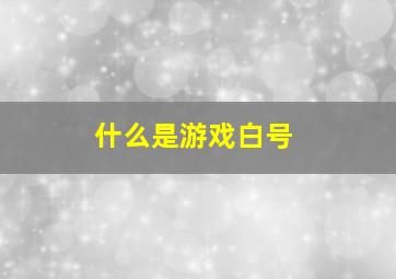 什么是游戏白号