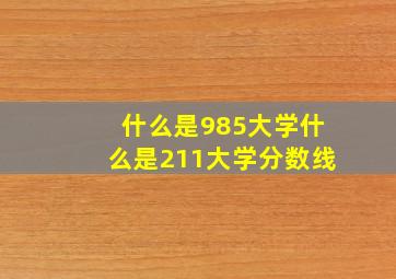 什么是985大学什么是211大学分数线