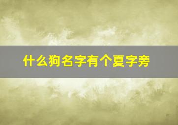 什么狗名字有个夏字旁