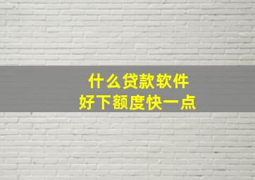 什么贷款软件好下额度快一点