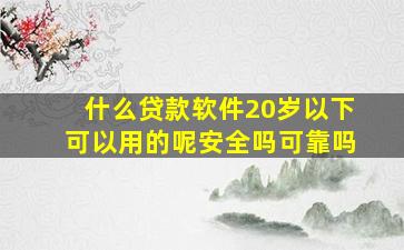 什么贷款软件20岁以下可以用的呢安全吗可靠吗