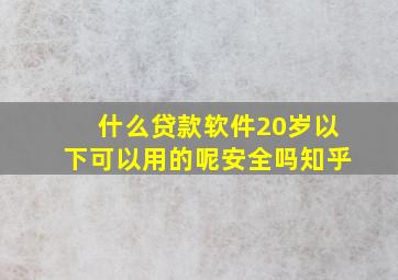 什么贷款软件20岁以下可以用的呢安全吗知乎