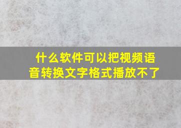 什么软件可以把视频语音转换文字格式播放不了