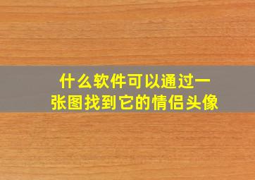 什么软件可以通过一张图找到它的情侣头像