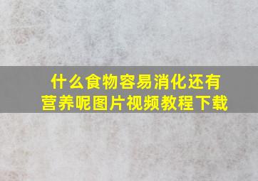 什么食物容易消化还有营养呢图片视频教程下载