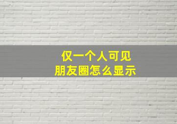 仅一个人可见朋友圈怎么显示