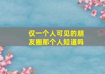 仅一个人可见的朋友圈那个人知道吗