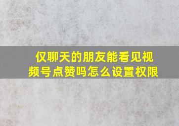 仅聊天的朋友能看见视频号点赞吗怎么设置权限