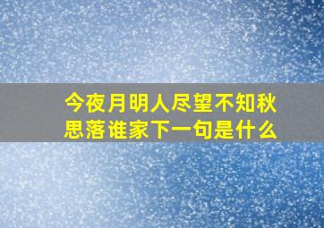 今夜月明人尽望不知秋思落谁家下一句是什么