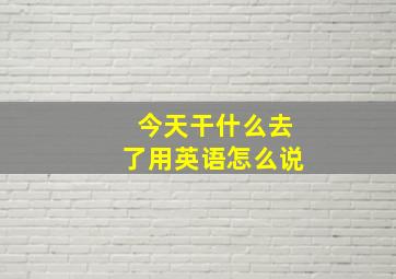 今天干什么去了用英语怎么说