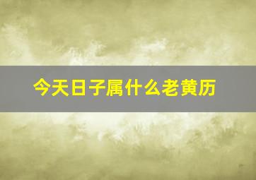 今天日子属什么老黄历