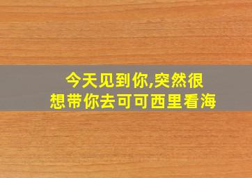 今天见到你,突然很想带你去可可西里看海