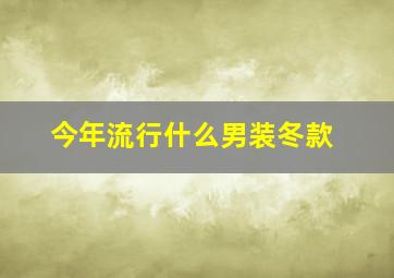 今年流行什么男装冬款