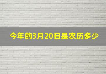 今年的3月20日是农历多少