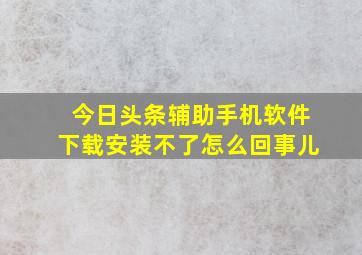 今日头条辅助手机软件下载安装不了怎么回事儿