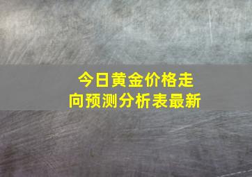 今日黄金价格走向预测分析表最新