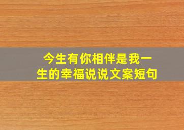 今生有你相伴是我一生的幸福说说文案短句