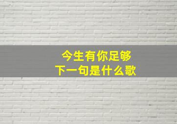 今生有你足够下一句是什么歌