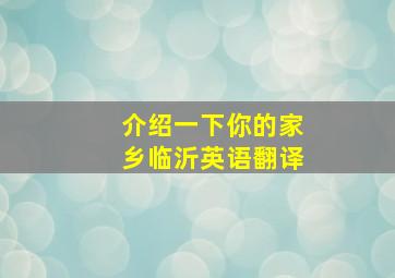 介绍一下你的家乡临沂英语翻译