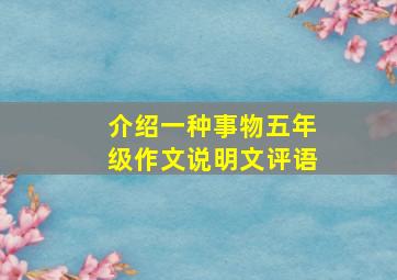 介绍一种事物五年级作文说明文评语