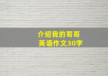 介绍我的哥哥英语作文30字