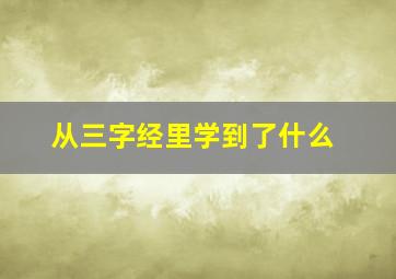 从三字经里学到了什么