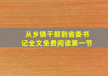 从乡镇干部到省委书记全文免费阅读第一节