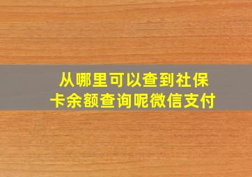 从哪里可以查到社保卡余额查询呢微信支付