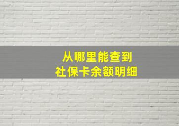 从哪里能查到社保卡余额明细