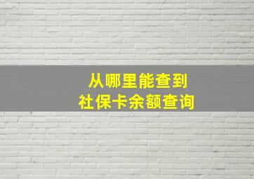 从哪里能查到社保卡余额查询