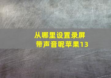 从哪里设置录屏带声音呢苹果13