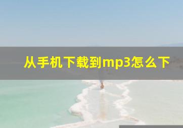 从手机下载到mp3怎么下