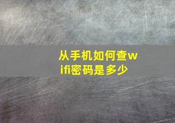 从手机如何查wifi密码是多少