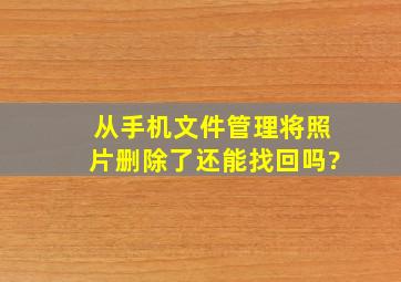 从手机文件管理将照片删除了还能找回吗?