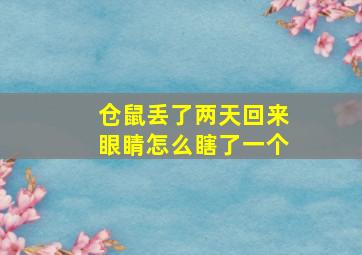 仓鼠丢了两天回来眼睛怎么瞎了一个