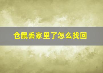 仓鼠丢家里了怎么找回