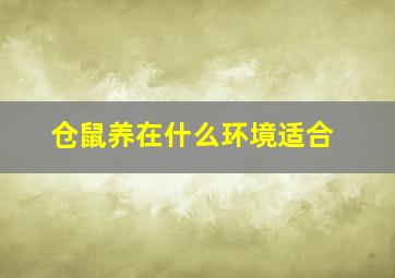 仓鼠养在什么环境适合