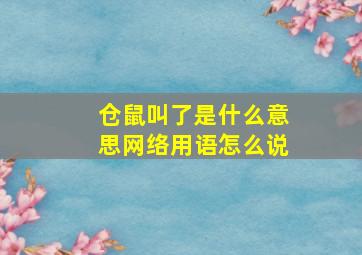 仓鼠叫了是什么意思网络用语怎么说