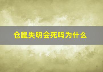 仓鼠失明会死吗为什么