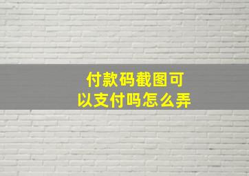 付款码截图可以支付吗怎么弄